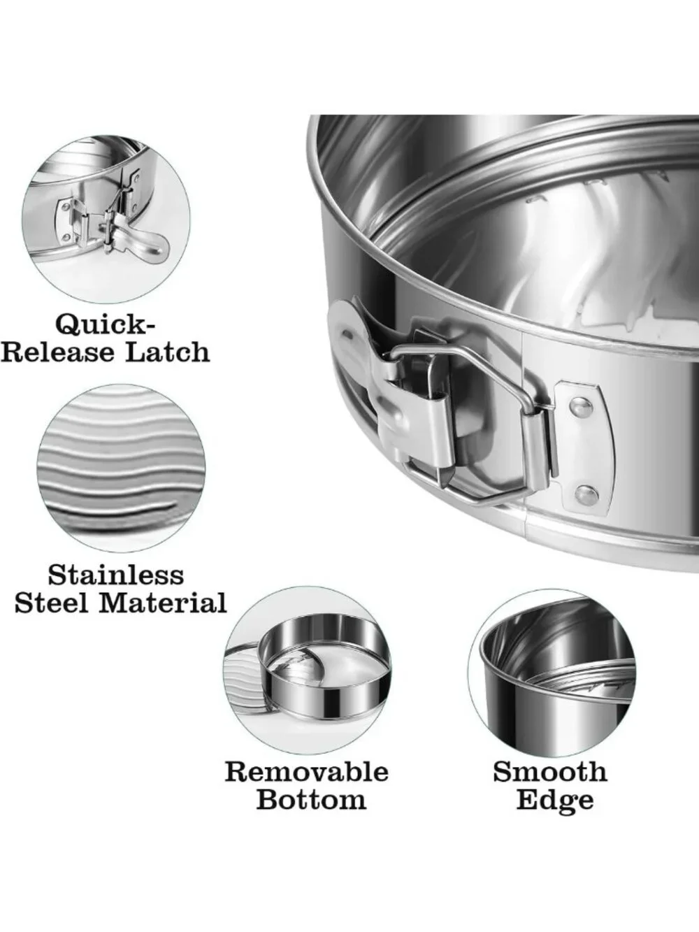 Springform Pan Set - 4/7/9/10 Inch, Removable Bottom, Durable Stainless Steel